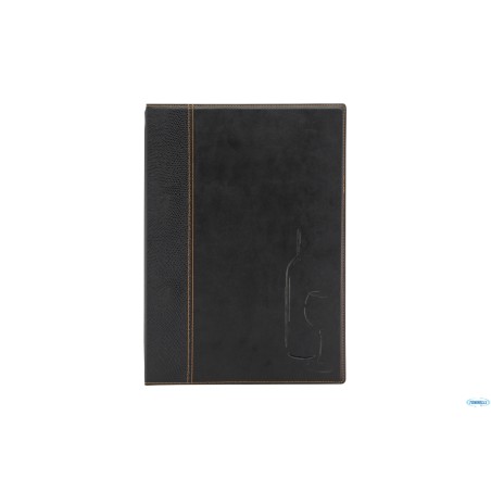 TRENDY-PORTAMENU CARTA DEI VINI IN SIMILPELLE CON INSERTO DOPPIO COLORE NERO CM 24,6X34    MC-TRWC-BL
