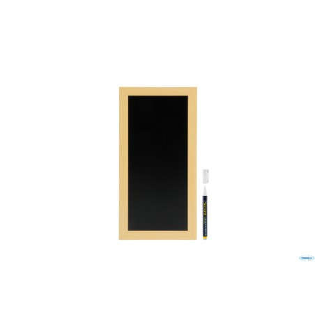 WOODY - LAVAGNA DA PARETE NERA CON CORNICE TEAK CM 20X40 CON 1 PENNARELLO BIANCO A GESSO LIQUIDO INCLUSO     WBW-TE-20-40