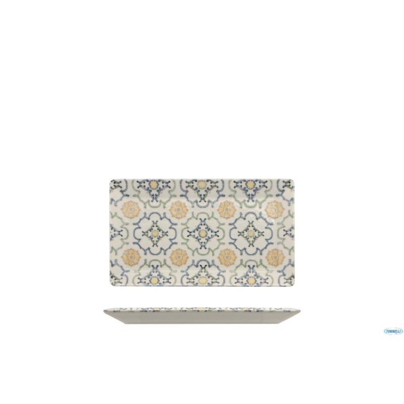AGADIR KIMI - PIATTO RETTANGOLARE PORCELLANA DECORATO CM 26X15