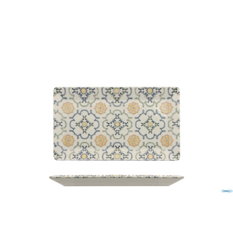 AGADIR KIMI - PIATTO RETTANGOLARE PORCELLANA DECORATO CM 29X17,5