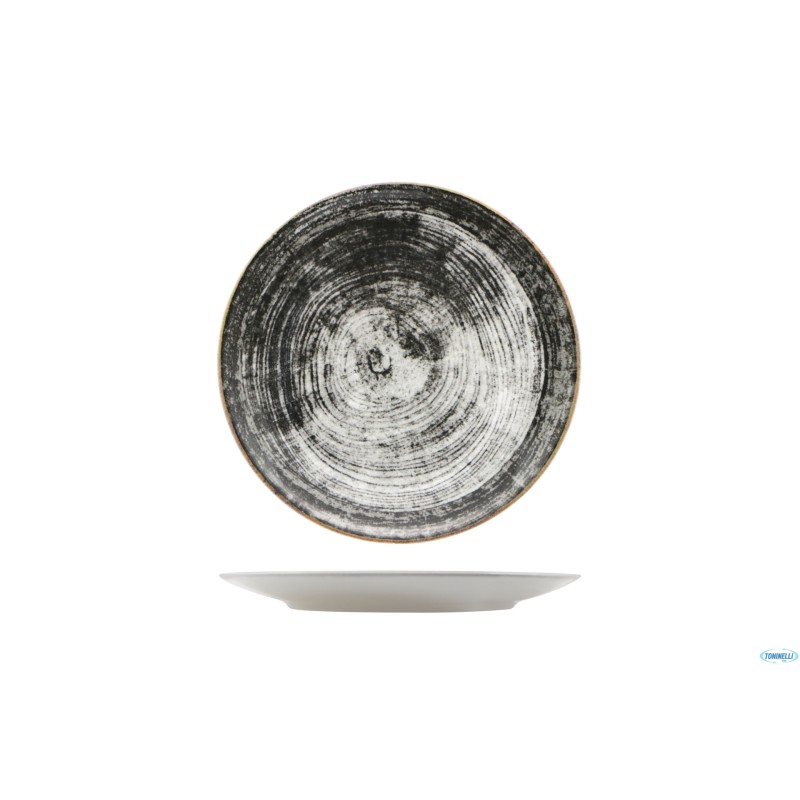 BLACK ROUND-PIATTO PIANO SIVIGLIA DECORATO CM.26