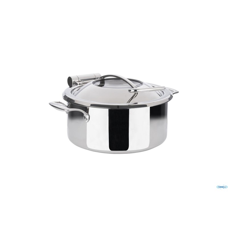 CHAFING DISH-PENTOLA L.8 CON BACCINELLA LT.4  INOX CM.30,5 H.17,5