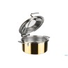 CHAFING DISH-PENTOLA L.8 CON BACCINELLA PLACCATO ORO LT.4  INOX CM.30,5 H.17,5