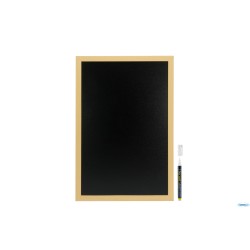 WOODY - LAVAGNA DA PARETE NERA CON CORNICE TEAK CM 40X60 CON 1 PENNARELLO BIANCO A GESSO LIQUIDO INCLUSO     WBW-TE-40-60