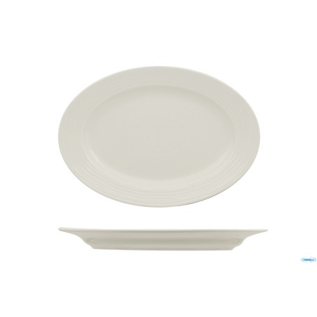 ECLIPSE-PIATTO OVALE CM 32X22 A FALDA- ALLUMINA