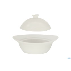 COCOTTE BIANCA OVALE CON COPERCHIO CM.16,6X14,3XH.9 BA0260