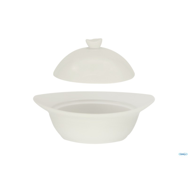 COCOTTE BIANCA OVALE CON COPERCHIO CM.16,6X14,3XH.9 BA0260