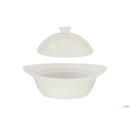 COCOTTE BIANCA OVALE CON COPERCHIO CM.16,6X14,3XH.9 BA0260