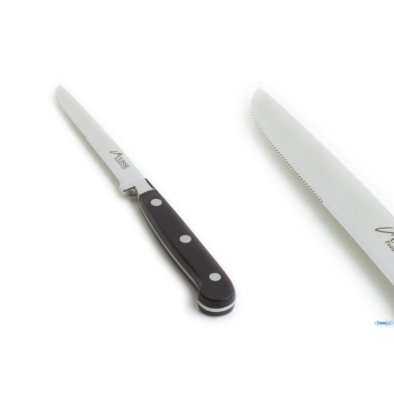 COLTELLO BISTECCA SEMI-SEGHETTATO E RIVETTATO IN ACCIAIO INOX RIVETTATO