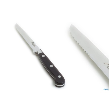 COLTELLO BISTECCA SEMI-SEGHETTATO E RIVETTATO IN ACCIAIO INOX RIVETTATO