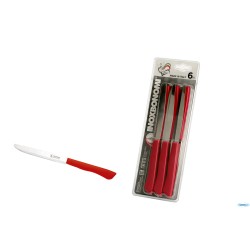 DE LUXE-CONFEZIONE 6 COLTELLI BISTECCA-PIZZA LAMA CM 12 ROSSO