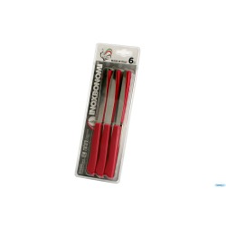 DE LUXE-CONFEZIONE 6 COLTELLI BISTECCA-PIZZA LAMA CM 12 ROSSO