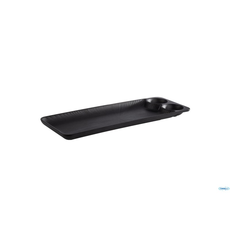 NERO-VASSOIO RETTANGOLARE MELAMINA 41X15 CON 2 INCAVI 85097 NERO-VASSOIO RETTANGOLARE MELAMINA 41X15 CON 2 INCAVI 85097