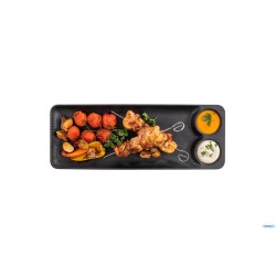 NERO-VASSOIO RETTANGOLARE MELAMINA  41X15 CON 2 INCAVI 85097
