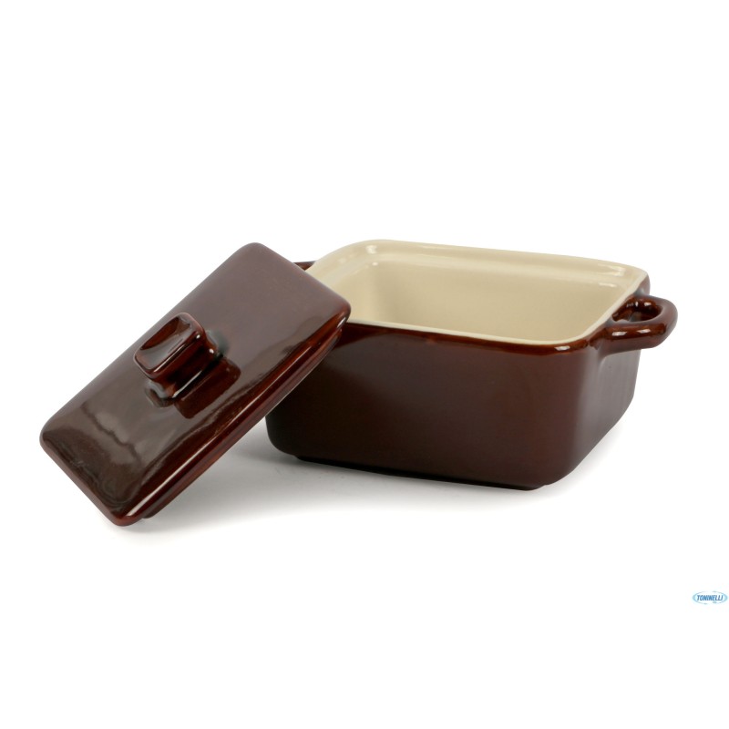 RISTOLINE-MINI CASSERUOLA QUADRA CON COPERCHIO BICOLOR CM.13,5X10,5X7  2681