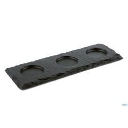 VASSOIO IN ARDESIA NATURALE CM 28X10 SPESSORE 6-9 MM CON 3 FORI DAL DIAMETRO DI 6 CM 00987