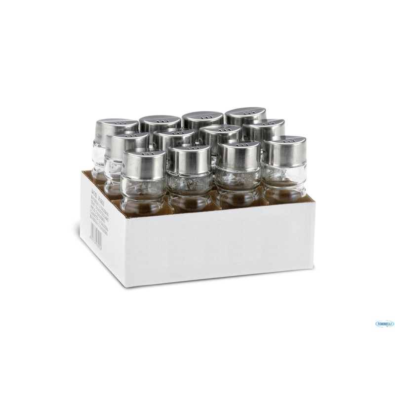 VINAGR SALEROS QUESE - SET 12 SALINI IN VETRO ED ACCIAIO INOX 3905