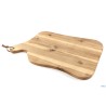 ACACIA-TAGLIERE SAGOMATO CM 42,5X25XH.1,5 CON MANICO CON CINTURINO IN PELLE, APPENDIBILE