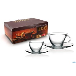 PENGUEN TR -CONFEZIONE 6 TAZZE VETRO  CAPPUCCIO CON PIATTO  21