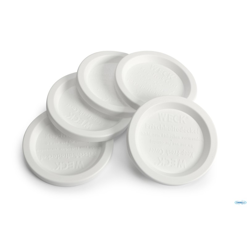 WECK - CONFEZIONE 5 COPERCHI PLASTICA BIANCHI SALVA FRESCHEZZA 80MM.