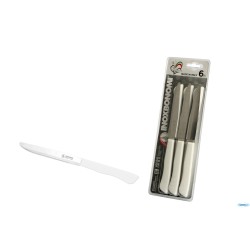 DE LUXE-CONFEZIONE 6 COLTELLI BISTECCA-PIZZA LAMA CM 12 BIANCO