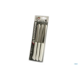DE LUXE-CONFEZIONE 6 COLTELLI BISTECCA-PIZZA LAMA CM 12 BIANCO