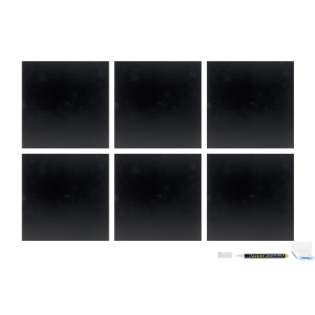 LAVAGNA SILHOUETTE-SET 6 LAVAGNE QUADRATE CM 40X40. ADESIVI PER MONTAGGIO A PARETE INCLUSI       FB-XXL
