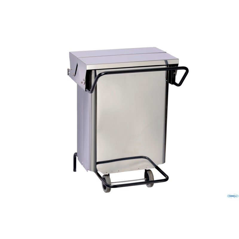 CONTENITORE RIFIUTI A PEDALE INOX BRILLANTE CON APERTURA CENTRALE 70 L CM 55X52 H72,5    790680