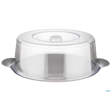 PIATTO TORTA INOX CM 30XH.11 CON COPERCHIO POLISTIRENE 00065