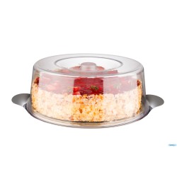 PIATTO TORTA INOX CM 30XH.11 CON COPERCHIO POLISTIRENE 00065
