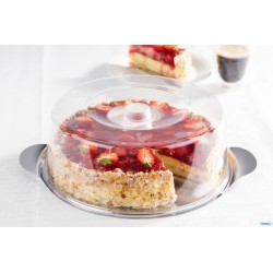 PIATTO TORTA INOX CM 30XH.11 CON COPERCHIO POLISTIRENE 00065