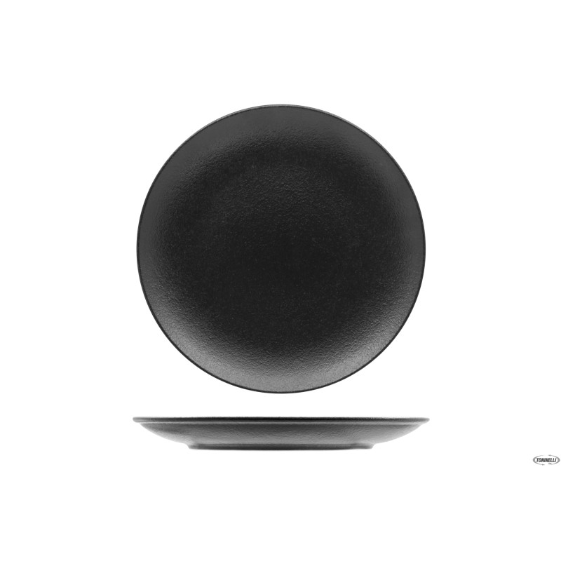 BLACK DAZZLE- PIATTO PIANO CM 27 COUPE SENZA BORDO- ALLUMINA