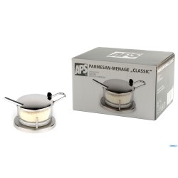 CLASSIC-FORMAGGIERA INOX-VETRO CM 10,5 H. 7 CM ACCIAIO INOX 18/8 CON CUCCHIAIO