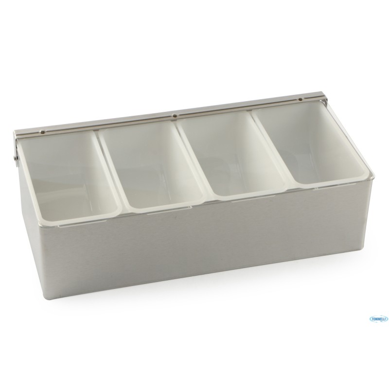 HORECAPROFESSIONAL - PORTACONDIMENTI INOX 4 VASCHETTE CD-4 HORECAPROFESSIONAL - PORTACONDIMENTI INOX 4 VASCHETTE CD-4