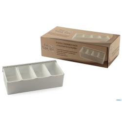 HORECAPROFESSIONAL - PORTACONDIMENTI INOX 4 VASCHETTE  CD-4