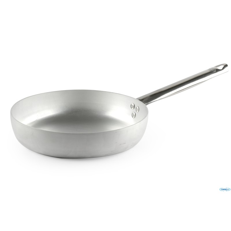 PADELLA DRITTA ALLUMINIO A FRIGGERE 3 MM  CON MANICO TUBOLARE CM 24 H 5,5