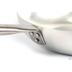 PADELLA DRITTA ALLUMINIO A FRIGGERE 3 MM  CON MANICO TUBOLARE CM 32