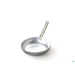 PADELLA 3 MM SVASATA ALLUMINIO 3 MM ALTA A SALTARE CON MANICO TUBOLARE INOX CM 20 H 5,5