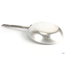 PADELLA 3 MM SVASATA ALLUMINIO 3 MM ALTA A SALTARE CON MANICO TUBOLARE INOX CM 20 H 5,5