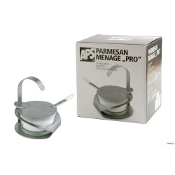 PRO-FORMAGGIERA INOX-VETRO CM10,5H.13 CON CUCCHIAIO 40482