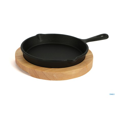 PROFESSIONAL THINK-CASSERUOLA 1 MANICO GHISA TONDA CM.14 CON BASE LEGNO YY079-7
