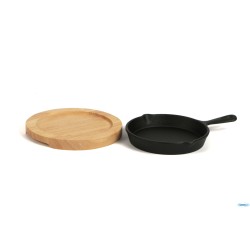 PROFESSIONAL THINK-CASSERUOLA 1 MANICO GHISA TONDA CM.14 CON BASE LEGNO YY079-7