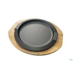 PROFESSIONAL THINK-PIATTO TONDO GHISA CM 31 (INT. CM.27) CON BASE LEGNO CM 37X32,8   YY2064
