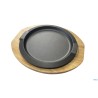 PROFESSIONAL THINK-PIATTO TONDO GHISA CM 31 (INT. CM.27) CON BASE LEGNO CM 37X32,8   YY2064