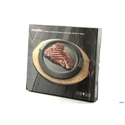 PROFESSIONAL THINK-PIATTO TONDO GHISA CM 31 (INT. CM.27) CON BASE LEGNO CM 37X32,8   YY2064