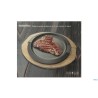 PROFESSIONAL THINK-PIATTO TONDO GHISA CM 31 (INT. CM.27) CON BASE LEGNO CM 37X32,8   YY2064