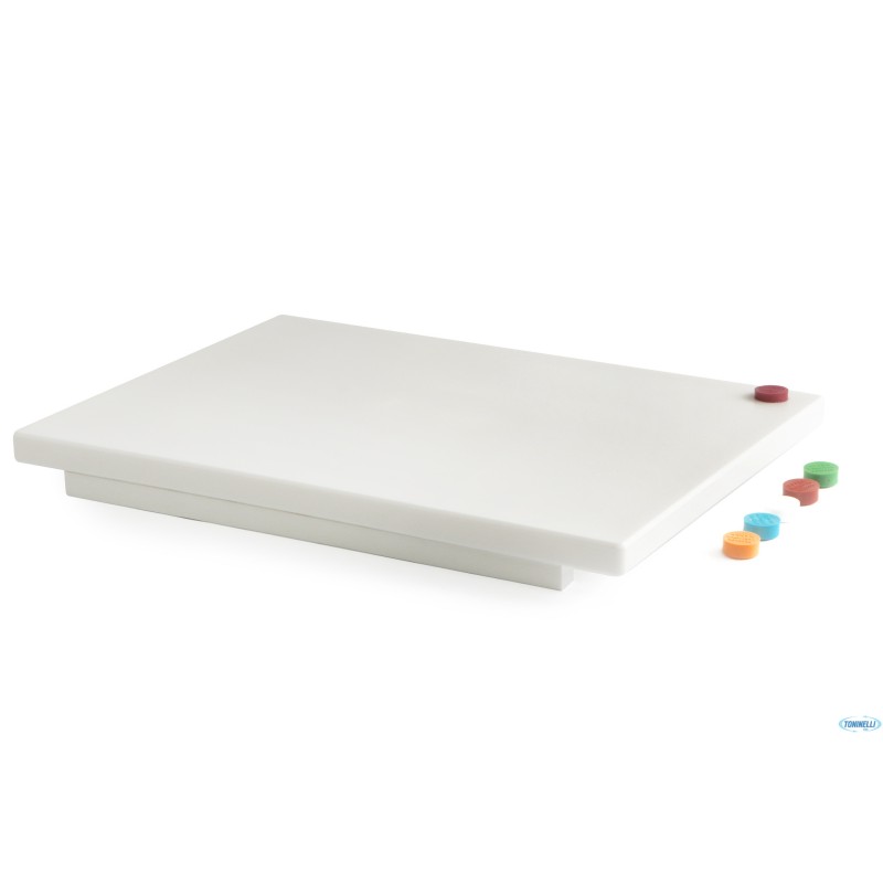 TAGLIERE CON FERMI E TASSELLI HACCP POLIETILENE 40X30X2 5657 TAGLIERE CON FERMI E TASSELLI HACCP POLIETILENE 40X30X2 5657