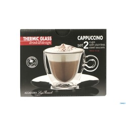 THERMIC GLASS SET 2 TAZZE CAPPUCCIO CL.16,5 CON PIATTO 1008601