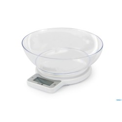 BILANCIA CUCINA DIGITALE 1G-5KG  BIANCA CON BACINELLA TRASPARENTE 033423