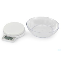BILANCIA CUCINA DIGITALE 1G-5KG  BIANCA CON BACINELLA TRASPARENTE 033423